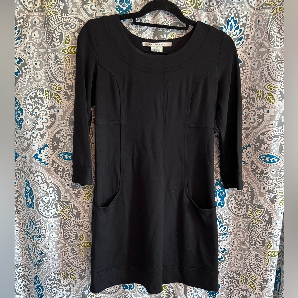 Max Studio Black Sheath Dress Long Sleeve Crew Neck